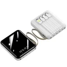 Power bank acabamento espelhado cabo incluso capacidade 10000 mAh compacto portátil lanterna casa bom