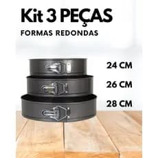 Forma De Bolo  Redonda Com Fundo Removivel Kit Com 3 Antiaderente