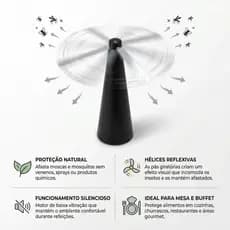 Ventilador Repelente de Moscas Portátil Silencioso Protege Alimentos Mesa Cozinha
