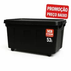 CAIXA ORGANIZADORA 53 LITROS MB PRETA COM TRAVAS E RODINHAS