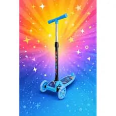 Patinete Infantil Azul  3 Rodas com Luzes – Dobrável e Resistente