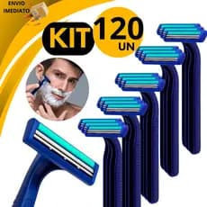 Kit 120 Barbeador Descartável 2 Lâminas com Fita Lubrificante Prestobarba Uso Diário e Profissional