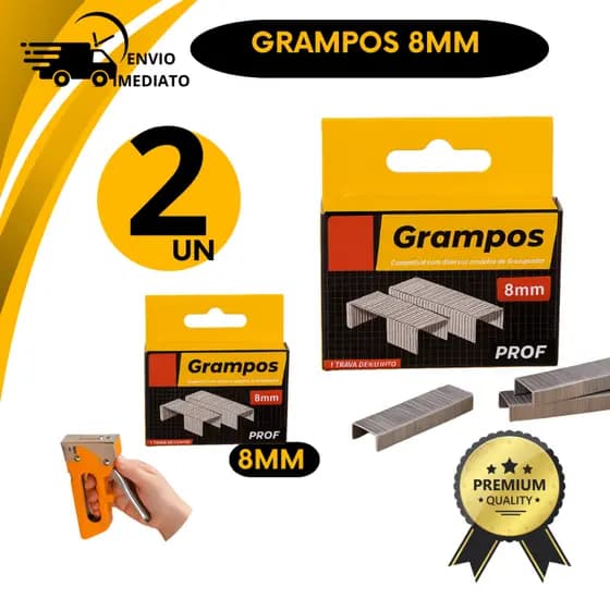 Grampo Grampeador Tapeceiro 8mm Profissional Galvanizados Caixa Com 1000 Unidades