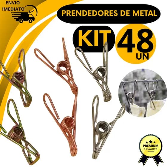 Kit 48 Prendedores De Roupa Sacolas Pacote Acessórios Pregador Decorativo de Metal Para Embalagens