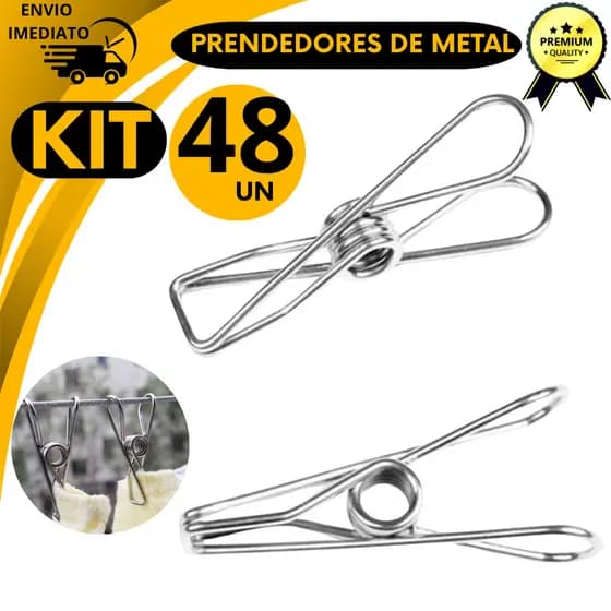 Kit 48 Prendedor De Roupa Sacola Pacote Acessório Embalagem Pregador Decorativo de Metal