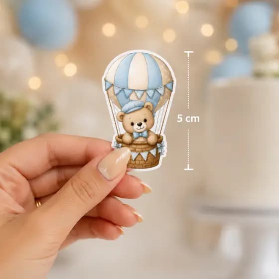 Aplique Ursinho Baloeiro para Festa Infantil | 5 cm |