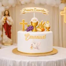 Topo de Bolo Primeira Eucaristia Personalizado/topper de bolo 1ª EUCARISTIA personalizado COM NOME