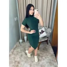 Vestido Feminino Cacharrel Manga Curta com Fenda