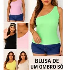 blusa feminina canelada alça assimetrica