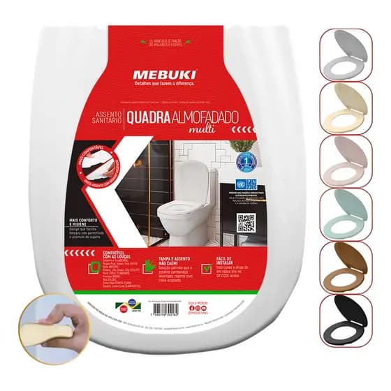 Assento Sanitário Almofadado Retangular Aspen Para Vaso Deca 1.6gpf 6.0lpf