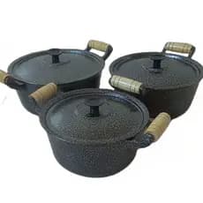 Jogo de Panelas Caçarola de Alumínio 18 20 e 22 panelas Craqueado preto kit com 3 panelas de alumínio