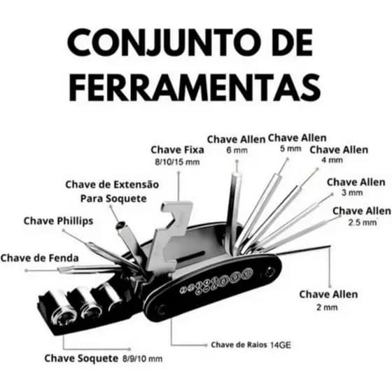 Kit de Ferramentas Completo para Bicicleta – Portátil Prático e Leve - Ferramentas para Ciclistas  - Bikes - Reparos