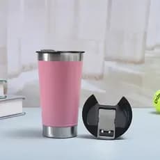 Copo Térmico com Tampa Abridor de Garrafas 473ml em Inox Resistente Ideal para Conservar sua Bebida Gelada ou Quente