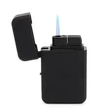Isqueiro Maçarico All Black Estiloso Chama Potente Recarregável Ajustável com Tampa de Segurança ('Envio Descarregado')
