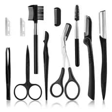 Kit Sobrancelha Profissional 11 Peças Sobrancelha Perfeita Aparador Navalha Pinça Tesoura Design Perfeito Autocuidado