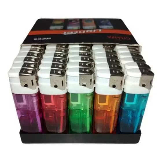 Kit Isqueiros Coloridos Transparentes Resistente para Revenda em Bares Restaurantes e (Sem Gás) Acendimento AutoClick