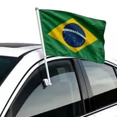 Kit 12 Bandeiras do Brasil para Carro 45x30cm com Haste de 45cm | Tecido Poliéster Resistente | Bandeirinha BRASIL