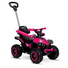 Quadriciclo Elétrico Infantil 2 Em 1 Flash Wheels Rosa C/ Empurrador