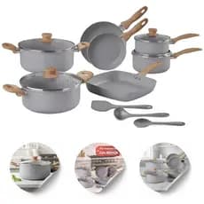 Conjunto de Panelas Completo com 10 Utensílios Easy Gris - Brinox