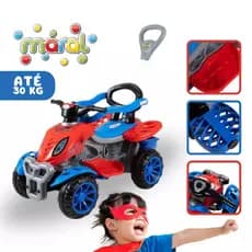 Carrinho de passeio Quadriciclo com empurrador, pedal e buzina 2 em 1 Maral Spider Até 30kg