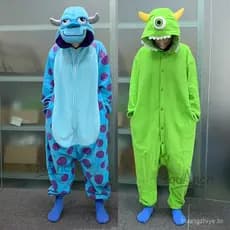 Pijama Unissex de Monstro de Anime Kigurumi com Zíper Macacão Mike Sully com Botões TSAY