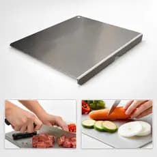 Tábua Inox 304 58x38 com Dobra para Bancada Profissional Corte Carne Churrasco Cozinha Gourmet