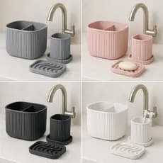 Kit Banheiro 3 Peças Lavabo Porta Sabonete Porta Escova Decoração