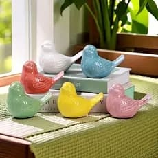 Enfeite Decoração Casa em Porcelana Passarinho Diversas Cores 7cm
