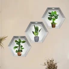 Adesivos 33 CM X 27 CM criativos 3D de plantas verdes decoração parede - FY802639