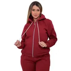 Casaco Moletom Feminina De Frio Com Capuz e Ziper Tam M Até G3 Plus Size