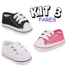 Kit 3 Pares Sapatinhos Bebê Confortável Menina Unissex Macio Estiloso Menino Primeiros Passos