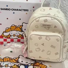 Mochila Mini Nova da Hello Kitty, Tendência de Moda, Mochila Casual Feminina em PU de Alta Qualidade, Mochila Escolar pa