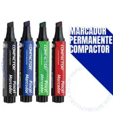 Kit 12 ou 4 Marcador Permanente Recarregável Colorido Compactor Azul Preto Vermelho Verde