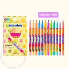 Canetinha Hidrográfica Mentos 12 Cores Cheirosa Gigante Compactor