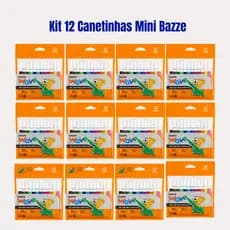 Kit 12 Canetinhas Hidrocores Mini Com 12 Cores Em Cada - Bazze