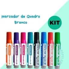 Kit 8 ou 4 Marcadores Para Quadro Branco QB Recarregável 8 Cores Compactor