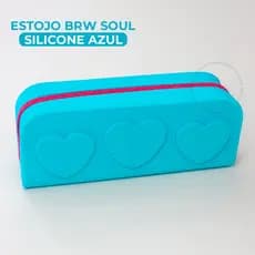 Estojo Silicone Azul Escolar Zíper Rosa Reforçado Fácil Limpeza