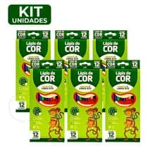 Kit Lápis De Cor 12 Cores Leo e Leo Linha Eco Sextavado Cores Vibrantes Com 1 ou 6 Unidades