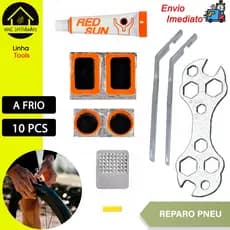 Kit Reparo Pneu Bike Bicicleta 4 Remendo Vipal  Cola Chave universal frio rapido peneu furado