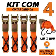 Kit 4 Cintas Catraca 5 Metros Largura 25mm Suporta 800kg Catraquinha  Carga Cinta Amarração
