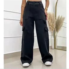 Calça cargo alfaiataria feminina pantalona