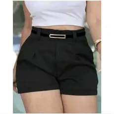 Short alfaiataria com cinto com elástico atras