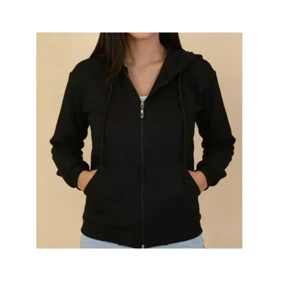 Blusa feminina de moletom com zíper e capuz