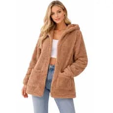 Casaco teddy pelúcia plus size