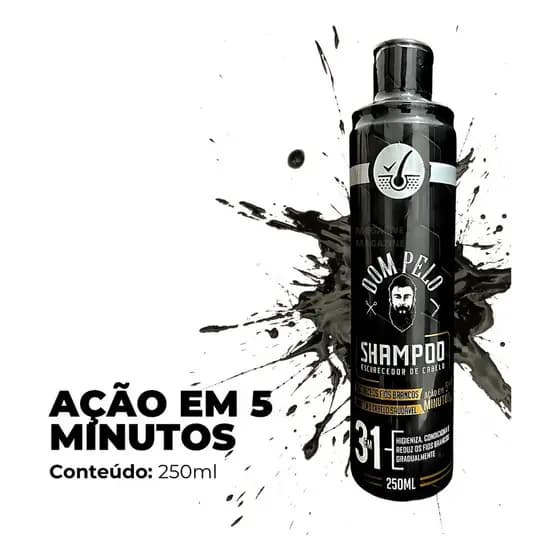 Shampoo Escurecedor de Cabelos 250ml - DOM PELO, Efeito Natural e Brilho Intenso