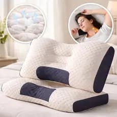 Travesseiro Ergonômico Cervical Ortopédica Respirável Apoio para Pescoço 74x48CM Lavável