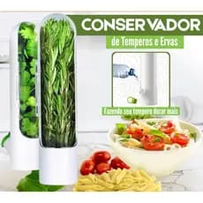 Pote Conservador de Ervas e Temperos Frescos Plástico Herbanário Preserva Sabor Qualidade