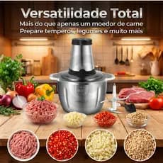 Picador De Alimentos Moedor Elétrico Triturador Potente Carne Legumes Temperos Inox 110v/220v NO BRASIL PRONTA ENTREGA