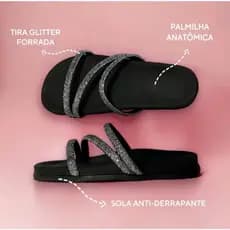 Sandália Papete Brilho Moda Luxo Feminina Adulto e Infantil