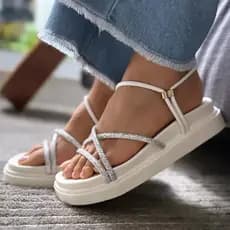 Sandália Feminina Luxo Papete Birken Com Glitter Brilhante Delicada